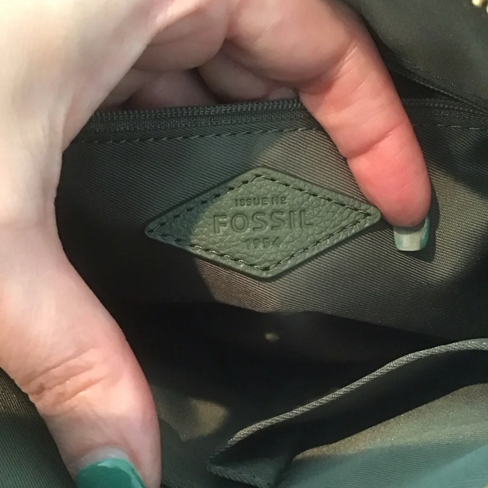 Fossil Tara Aloe Green Soft Pebbled Leather Crossbody‎ Bag Purse $269